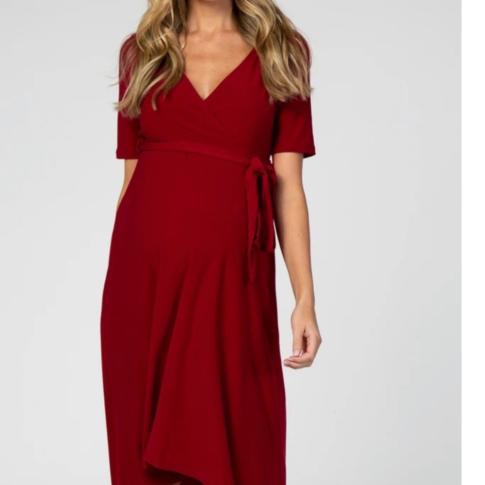 Burgundy high low maternity nursing dress. BNWT! Pink Blush $35